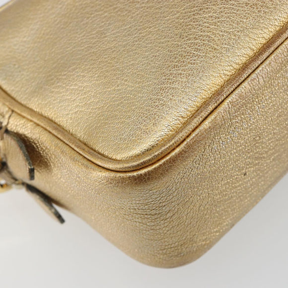 Miu Miu Shoulder Bag Leather Gold Auth bs36779A