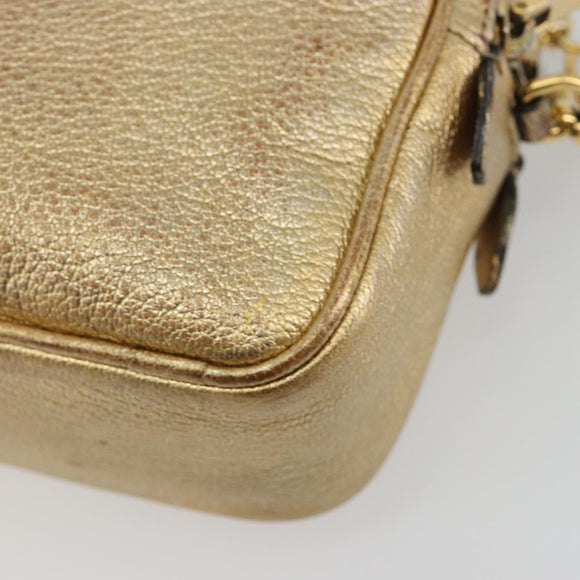 Miu Miu Shoulder Bag Leather Gold Auth bs36779A