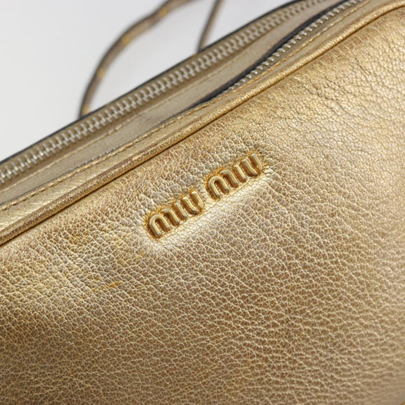 Miu Miu Shoulder Bag Leather Gold Auth bs36779A