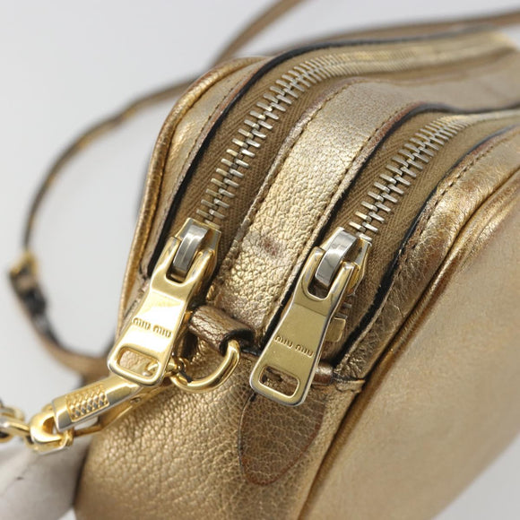 Miu Miu Shoulder Bag Leather Gold Auth bs36779A