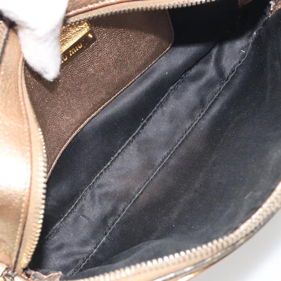 Miu Miu Shoulder Bag Leather Gold Auth bs36779A