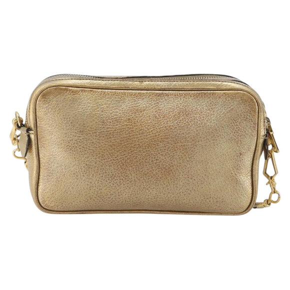 Miu Miu Shoulder Bag Leather Gold Auth bs36779A