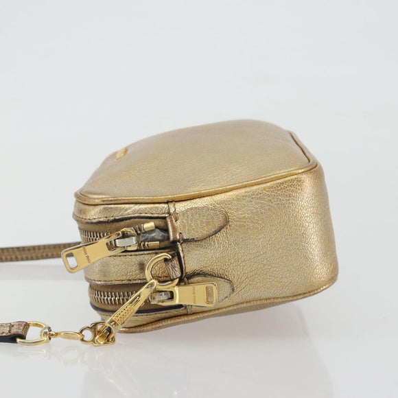 Miu Miu Shoulder Bag Leather Gold Auth bs36779A