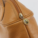 Christian Dior Hand Bag Leather 2way Brown Gold Auth bs36780-10