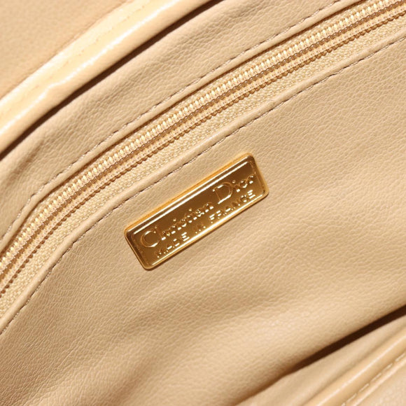 Christian Dior Hand Bag Leather 2way Brown Gold Auth bs36780