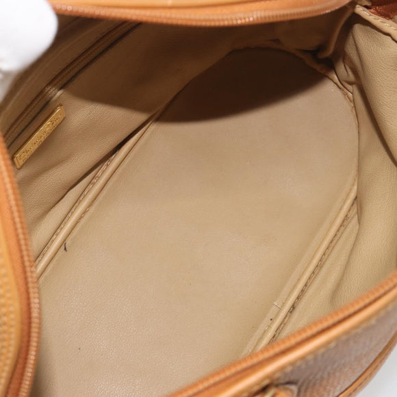 Christian Dior Hand Bag Leather 2way Brown Gold Auth bs36780