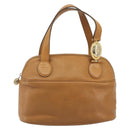 Christian Dior Hand Bag Leather 2way Brown Gold Auth bs36780-13