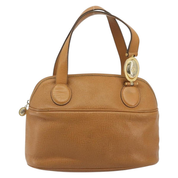 Christian Dior Hand Bag Leather 2way Brown Gold Auth bs36780