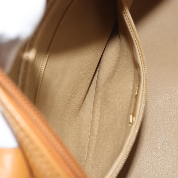 Christian Dior Hand Bag Leather 2way Brown Gold Auth bs36780