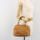Christian Dior Hand Bag Leather 2way Brown Gold Auth bs36780-22