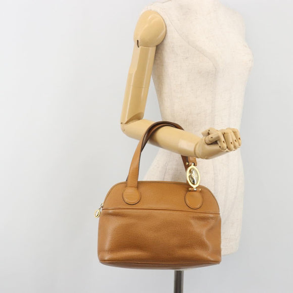 Christian Dior Hand Bag Leather 2way Brown Gold Auth bs36780