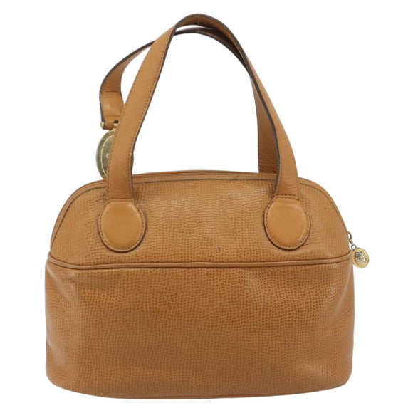 Christian Dior Hand Bag Leather 2way Brown Gold Auth bs36780