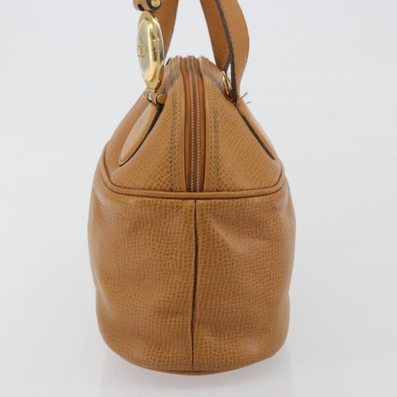 Christian Dior Hand Bag Leather 2way Brown Gold Auth bs36780