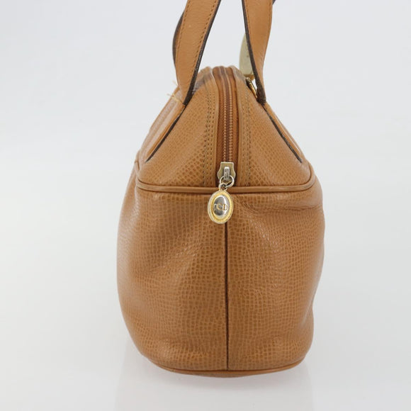 Christian Dior Hand Bag Leather 2way Brown Gold Auth bs36780
