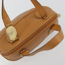 Christian Dior Hand Bag Leather 2way Brown Gold Auth bs36780-6