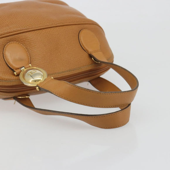 Christian Dior Hand Bag Leather 2way Brown Gold Auth bs36780