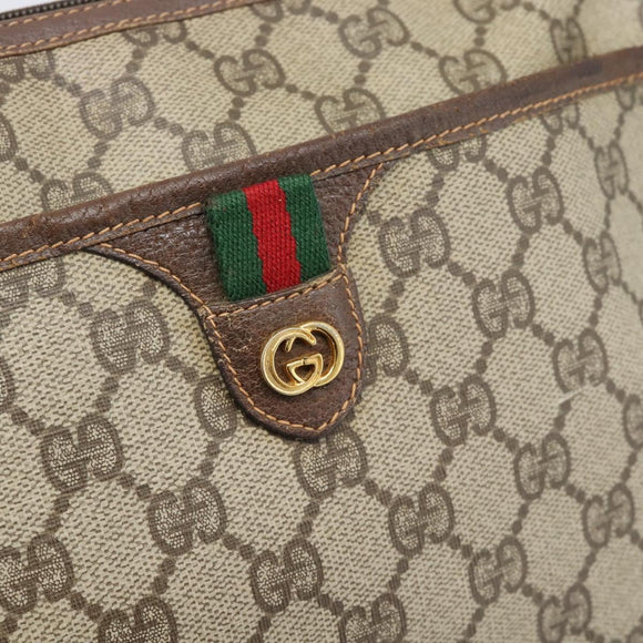 GUCCI GG Supreme Web Sherry Line Bag PVC Beige Gold 89 02 077 Auth bs36781