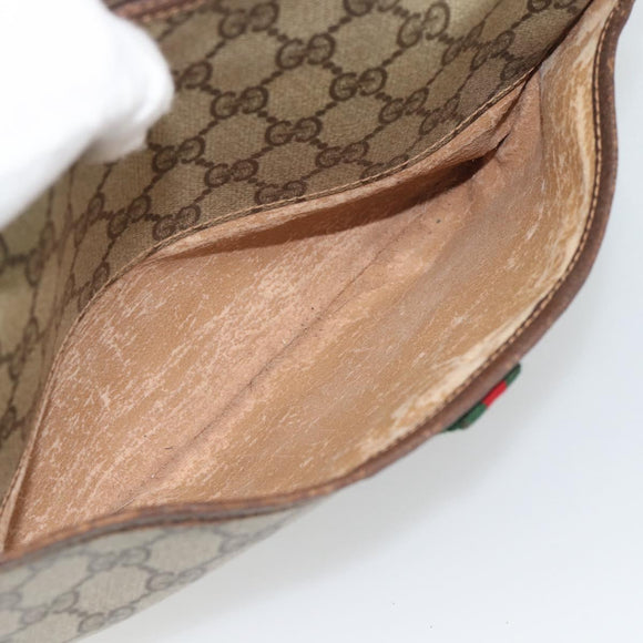 GUCCI GG Supreme Web Sherry Line Bag PVC Beige Gold 89 02 077 Auth bs36781