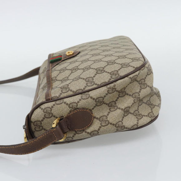 GUCCI GG Supreme Web Sherry Line Bag PVC Beige Gold 89 02 077 Auth bs36781