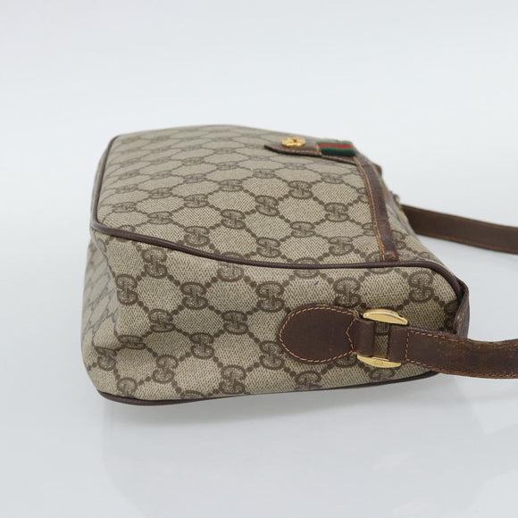 GUCCI GG Supreme Web Sherry Line Bag PVC Beige Gold 89 02 077 Auth bs36781