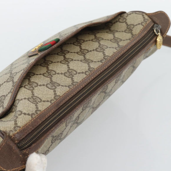 GUCCI GG Supreme Web Sherry Line Bag PVC Beige Gold 89 02 077 Auth bs36781