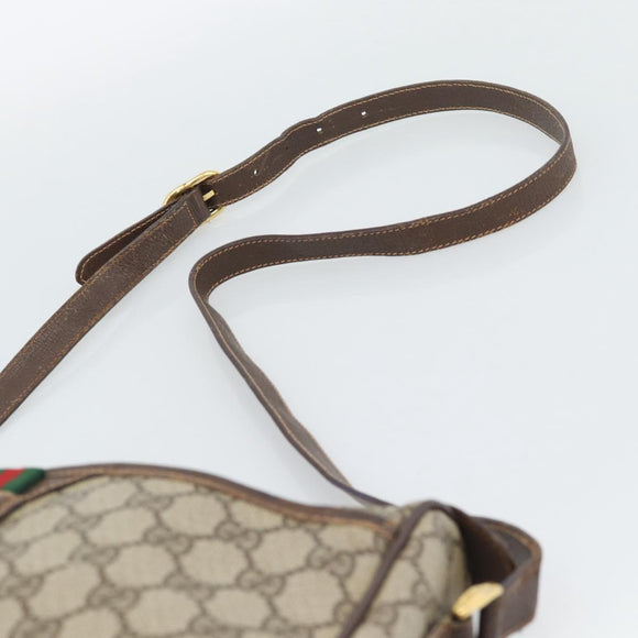 GUCCI GG Supreme Web Sherry Line Bag PVC Beige Gold 89 02 077 Auth bs36781