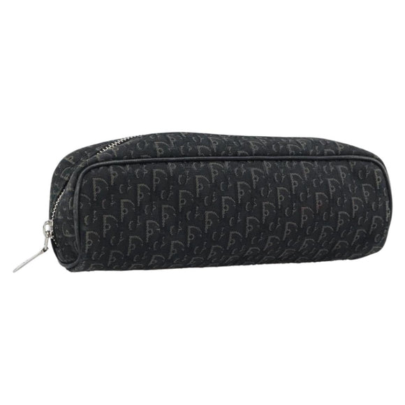 Christian Dior Trotter Canvas Pouch Black Silver Auth bs36782A