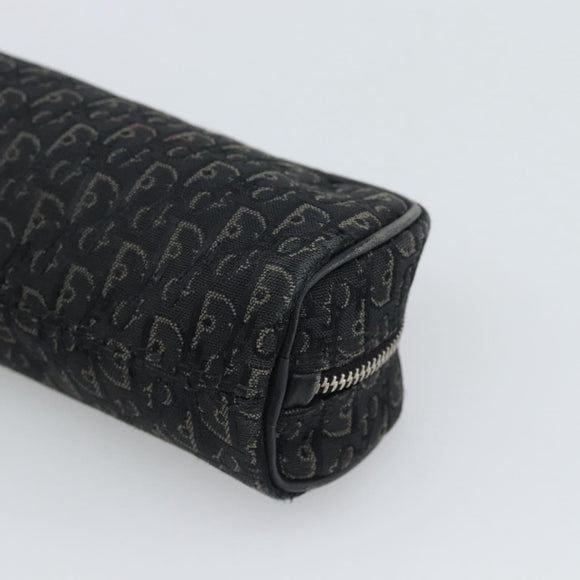 Christian Dior Trotter Canvas Pouch Black Silver Auth bs36782A