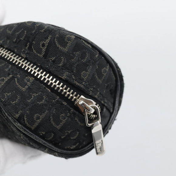 Christian Dior Trotter Canvas Pouch Black Silver Auth bs36782A