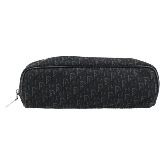 Christian Dior Trotter Canvas Pouch Black Silver Auth bs36782A
