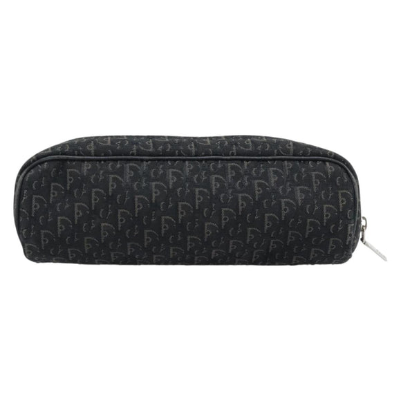 Christian Dior Trotter Canvas Pouch Black Silver Auth bs36782A