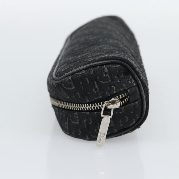 Christian Dior Trotter Canvas Pouch Black Silver Auth bs36782A