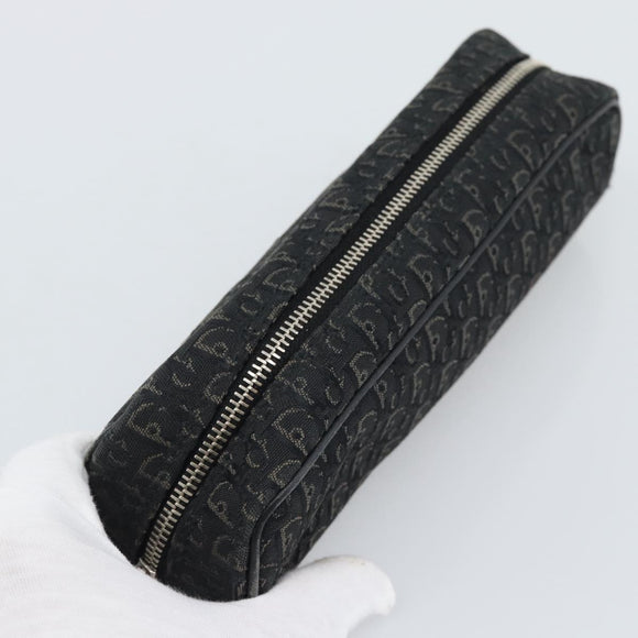Christian Dior Trotter Canvas Pouch Black Silver Auth bs36782A