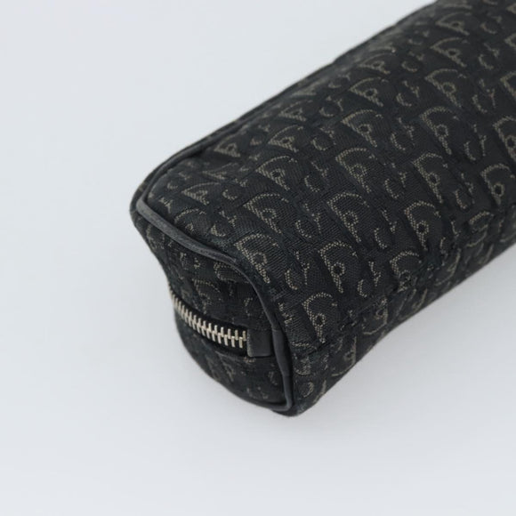 Christian Dior Trotter Canvas Pouch Black Silver Auth bs36782A