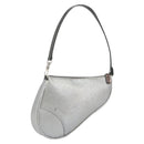 Christian Dior Trotter Canvas Saddle Accessory Pouch Leather Silver Auth bs36786-1