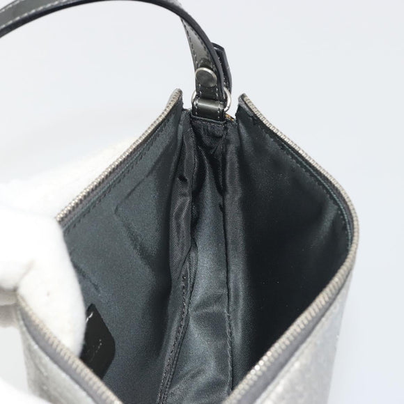 Christian Dior Trotter Canvas Saddle Accessory Pouch Leather Silver Auth bs36786