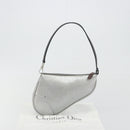 Christian Dior Trotter Canvas Saddle Accessory Pouch Leather Silver Auth bs36786-12