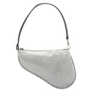 Christian Dior Trotter Canvas Saddle Accessory Pouch Leather Silver Auth bs36786-2