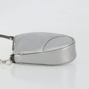 Christian Dior Trotter Canvas Saddle Accessory Pouch Leather Silver Auth bs36786-4