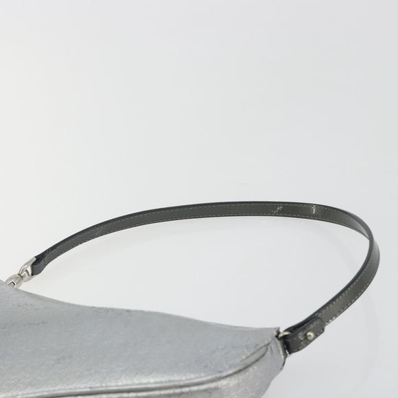 Christian Dior Trotter Canvas Saddle Accessory Pouch Leather Silver Auth bs36786