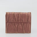 PRADA Wallet Leather 2 Set Gold Pink Auth bs36787-11