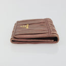 PRADA Wallet Leather 2 Set Gold Pink Auth bs36787-12