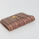 PRADA Wallet Leather 2 Set Gold Pink Auth bs36787-13