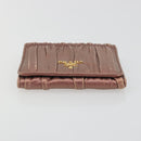 PRADA Wallet Leather 2 Set Gold Pink Auth bs36787-14