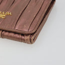 PRADA Wallet Leather 2 Set Gold Pink Auth bs36787-15