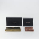 PRADA Wallet Leather 2 Set Gold Pink Auth bs36787-18