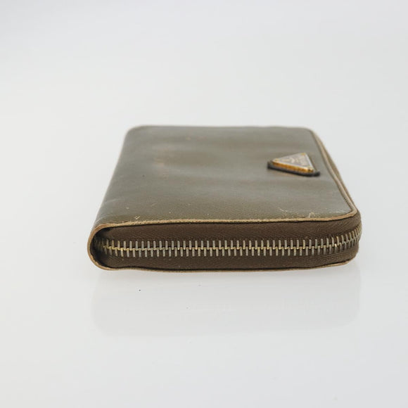 PRADA Wallet Leather 2 Set Gold Pink Auth bs36787