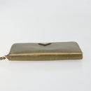 PRADA Wallet Leather 2 Set Gold Pink Auth bs36787-6