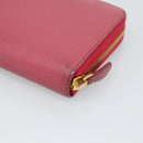 PRADA Long Wallet Safiano Leather Pink Gold Auth bs36788-15