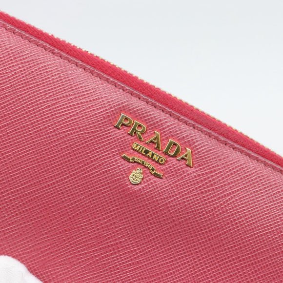 PRADA Long Wallet Safiano Leather Pink Gold Auth bs36788